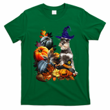 Grey Miniature Schnauzer Witch Hat Spooky Pumpkin Halloween T-Shirt - Irish Green