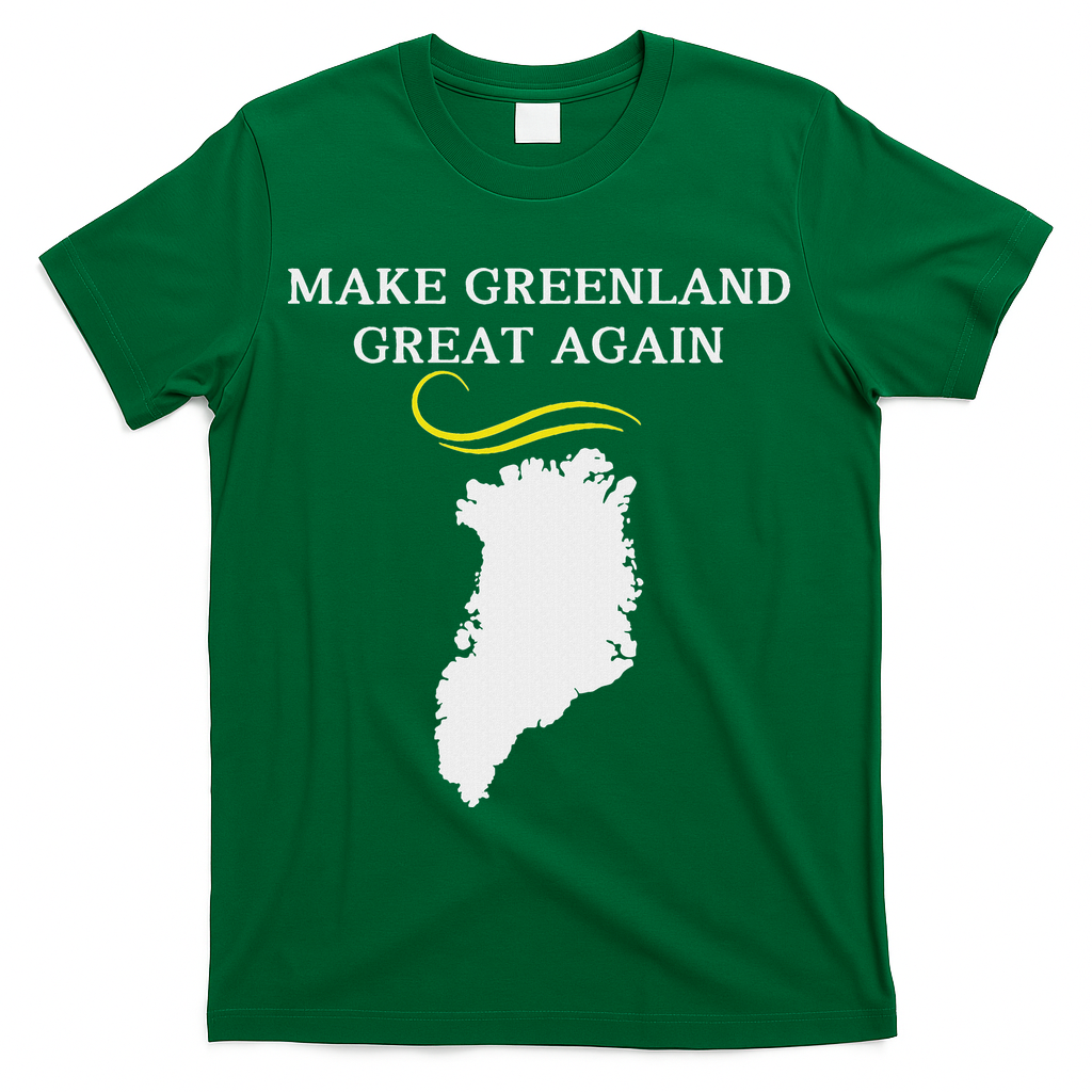 Greenland Map With Trump Hair Make Greenland Great Again T-Shirt - Green