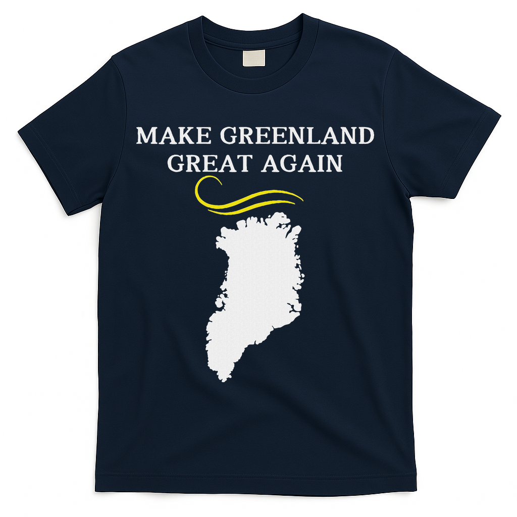 Greenland Map With Trump Hair Make Greenland Great Again T-Shirt - Navy