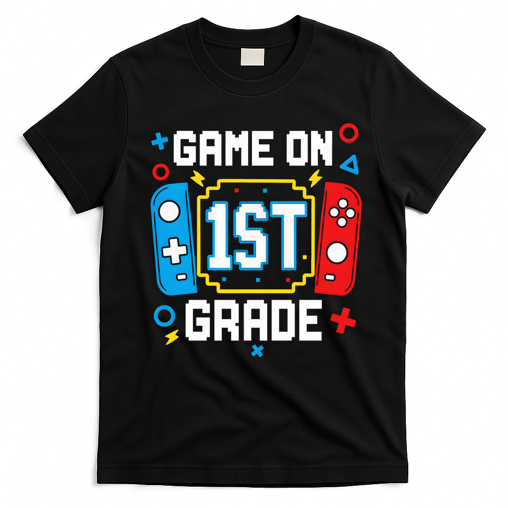 Game On 1st Grade Gamer Back To School Funny Gaming T-Shirt - Black