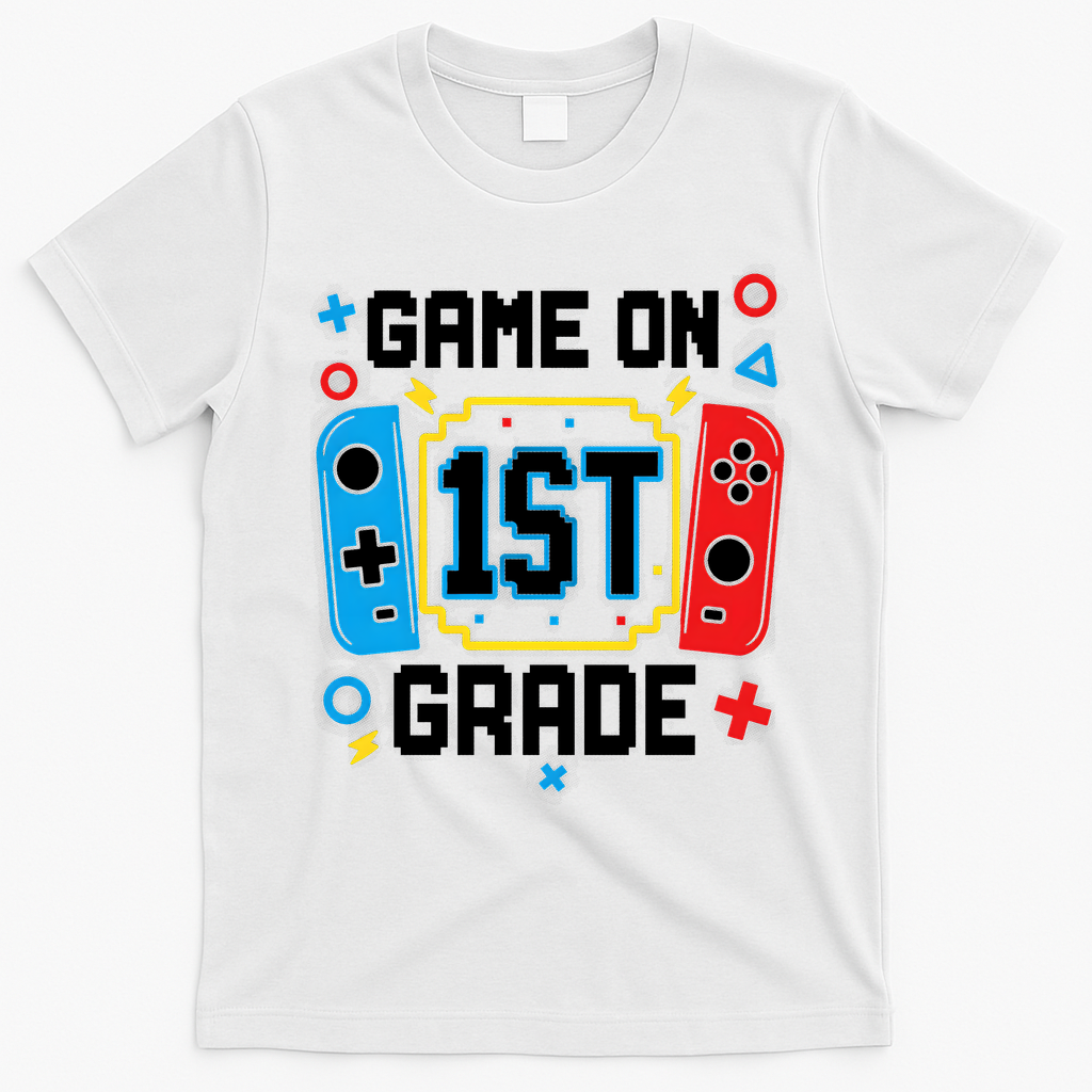 Game On 1st Grade Gamer Back To School Funny Gaming T-Shirt - White