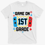 Game On 1st Grade Gamer Back To School Funny Gaming T-Shirt - White