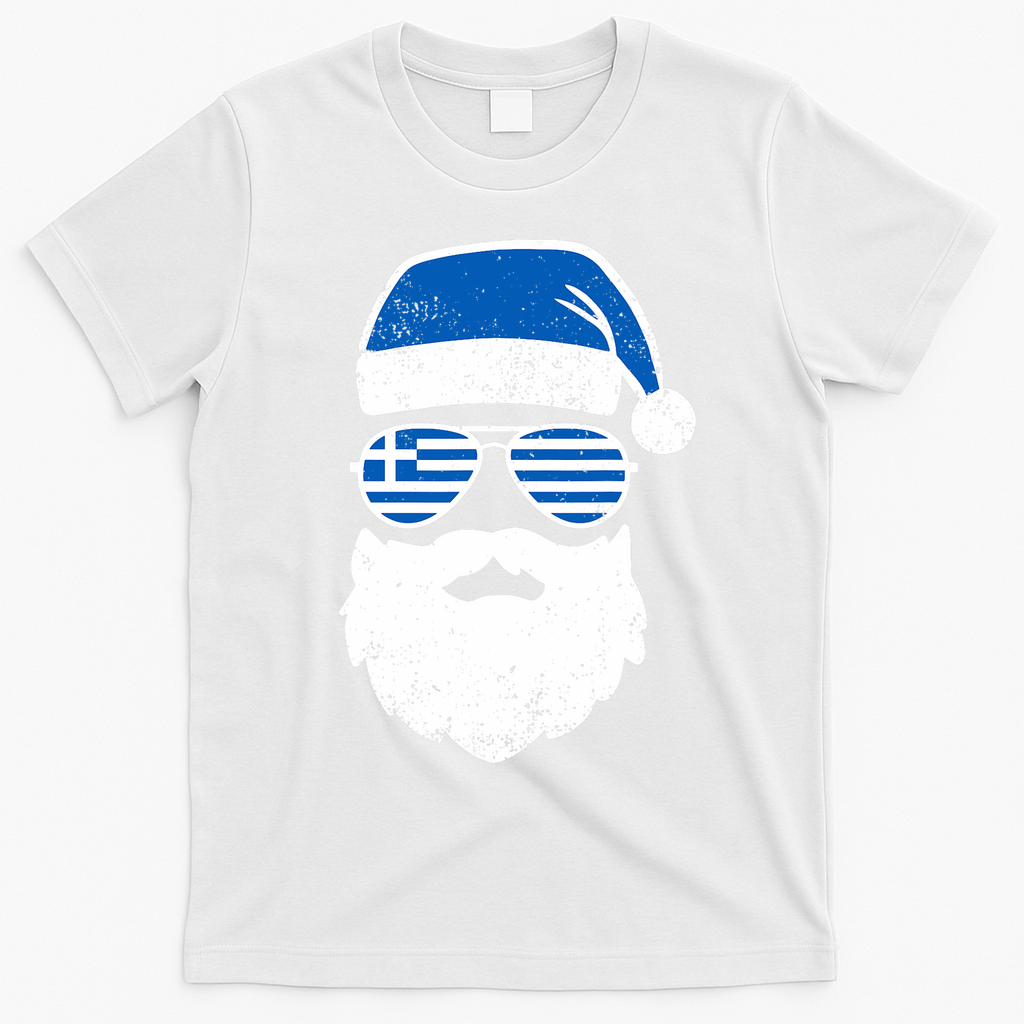 Greek Orthodox Christmas Santa Claus Greece Flag Greek T-Shirt - White