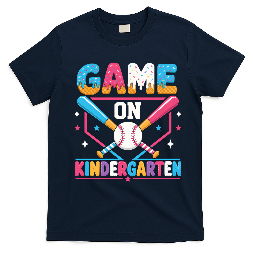 Game On Kindergarten Baseball Students Teachers T-Shirt - Navy Blue