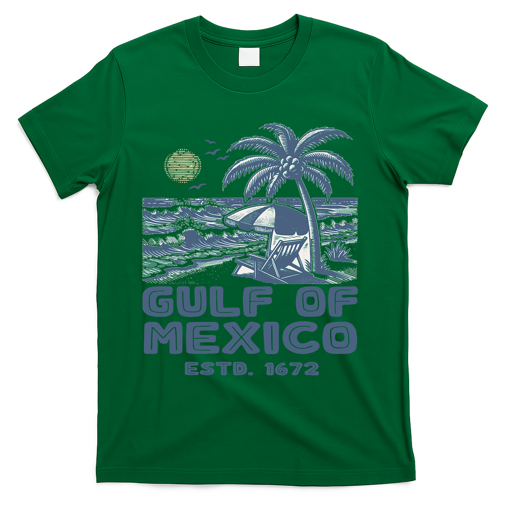 Gulf Of Mexico 1672 Vintage Beach Gulf Of Mexico Forever T-Shirt - Green