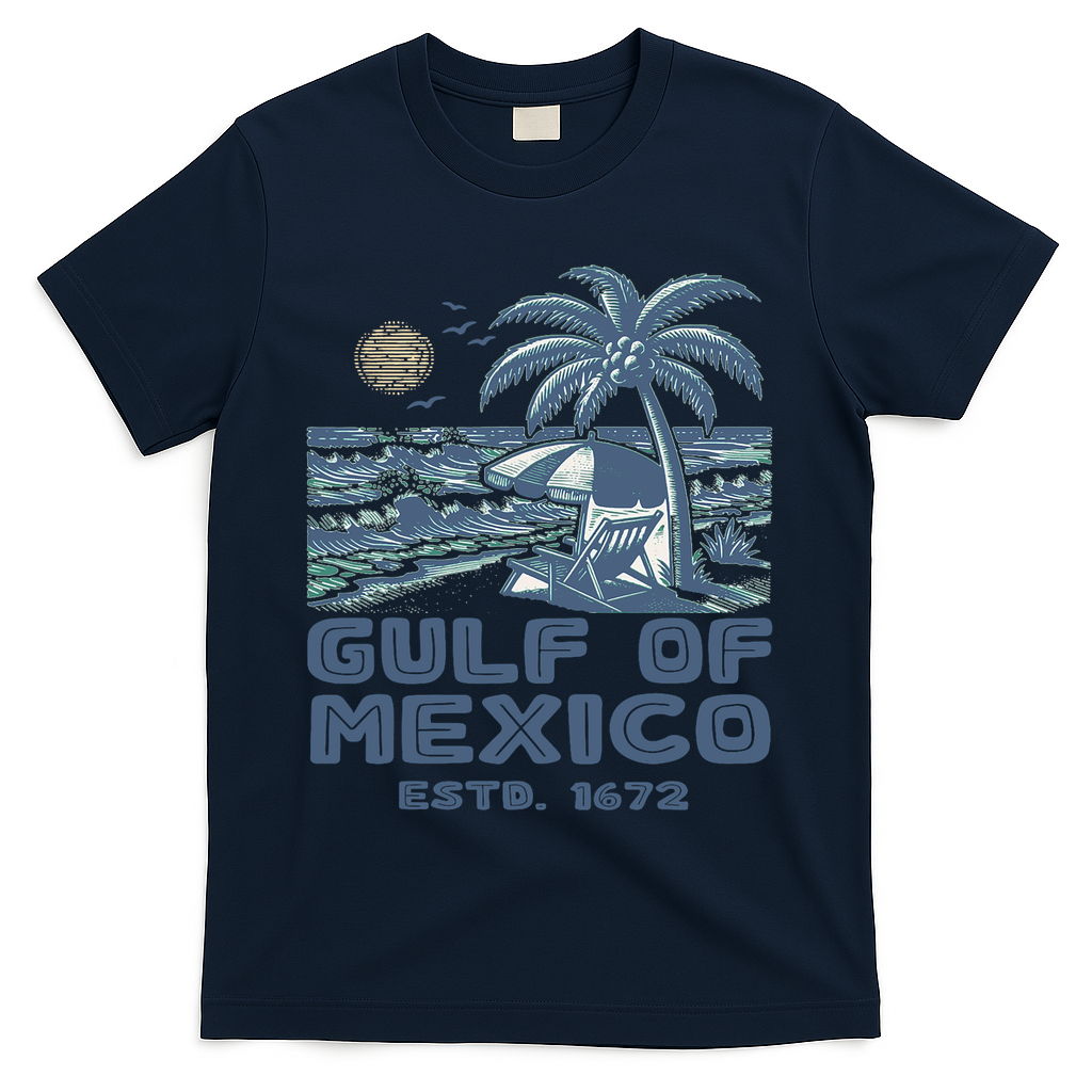 Gulf Of Mexico 1672 Vintage Beach Gulf Of Mexico Forever T-Shirt - Navy