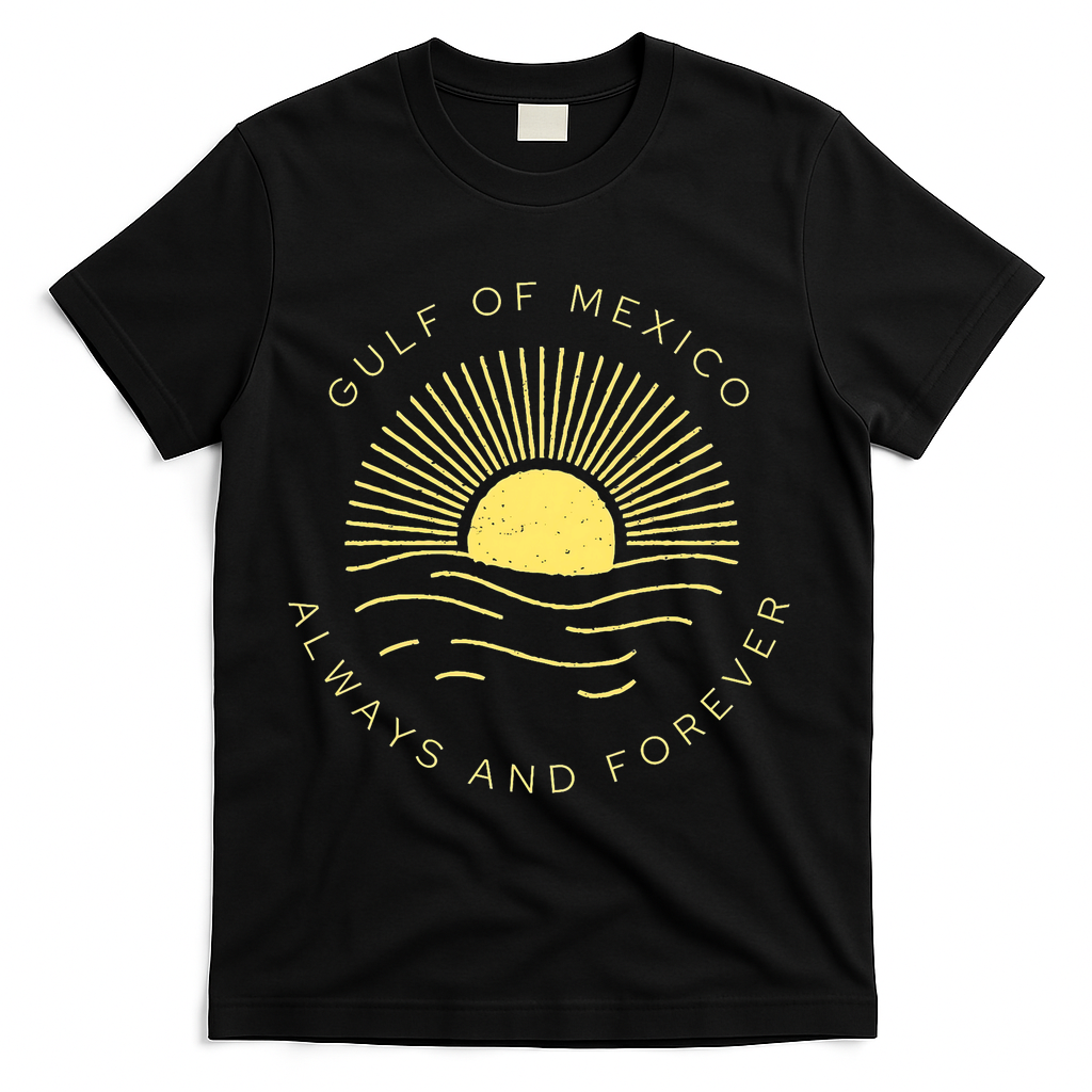 Gulf Of Mexico Always & Forever Vintage Sunset Political T-Shirt - Black
