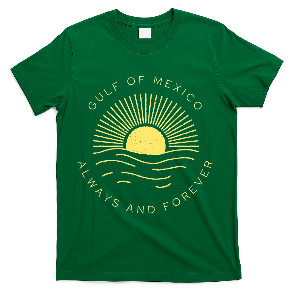 Gulf Of Mexico Always & Forever Vintage Sunset Political T-Shirt - Green