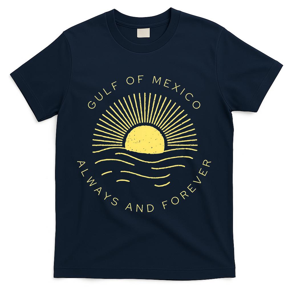 Gulf Of Mexico Always & Forever Vintage Sunset Political T-Shirt - Navy