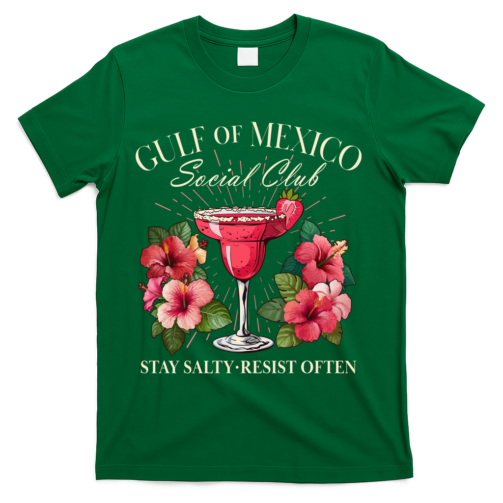 Gulf Of Mexico Social Club Stay Salty Resist Often T-Shirt - Green