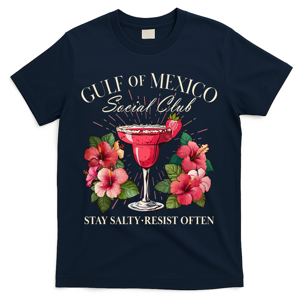Gulf Of Mexico Social Club Stay Salty Resist Often T-Shirt - Navy
