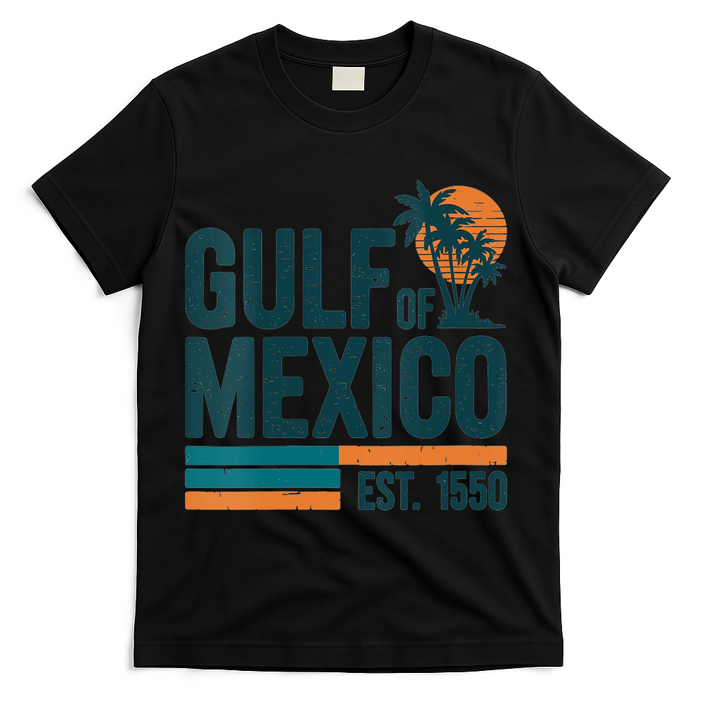 Gulf Of Mexico Est 1550 Retro Vintage T-Shirt - Black