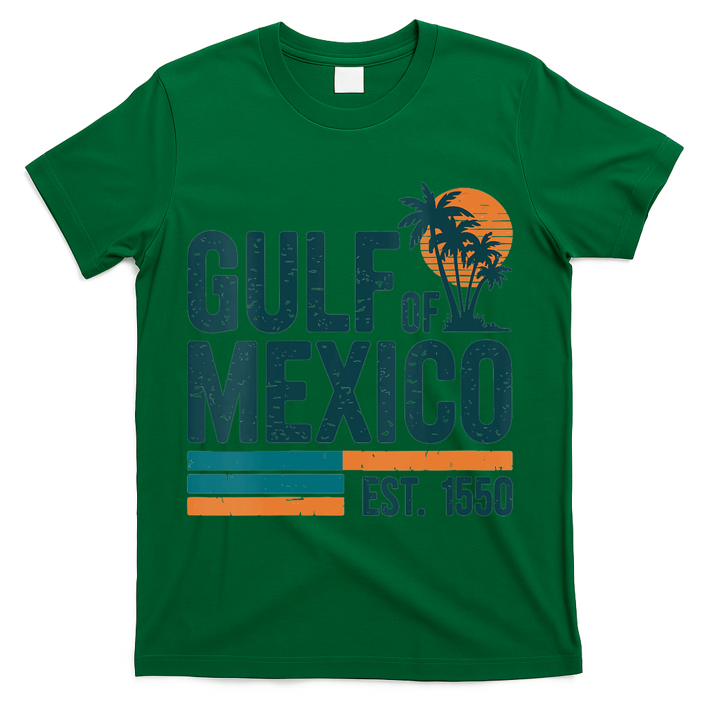 Gulf Of Mexico Est 1550 Retro Vintage T-Shirt - Green
