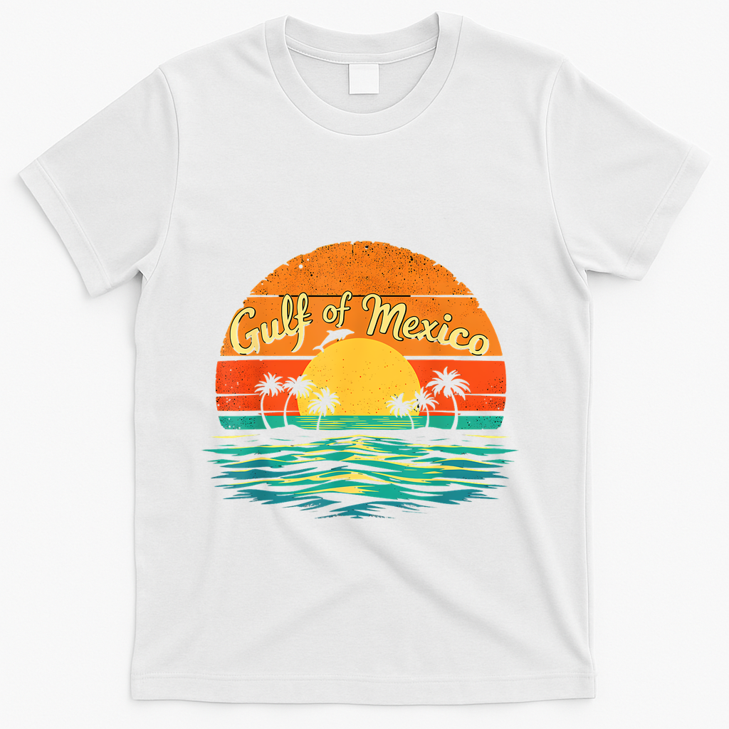 Gulf Of Mexico Beach Palms Summer Vacation T-Shirt - White