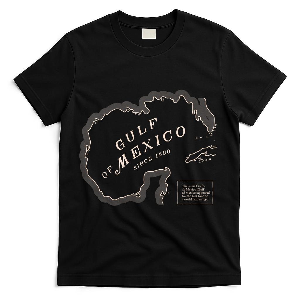 Gulf Of Mexico Map T-Shirt - Black