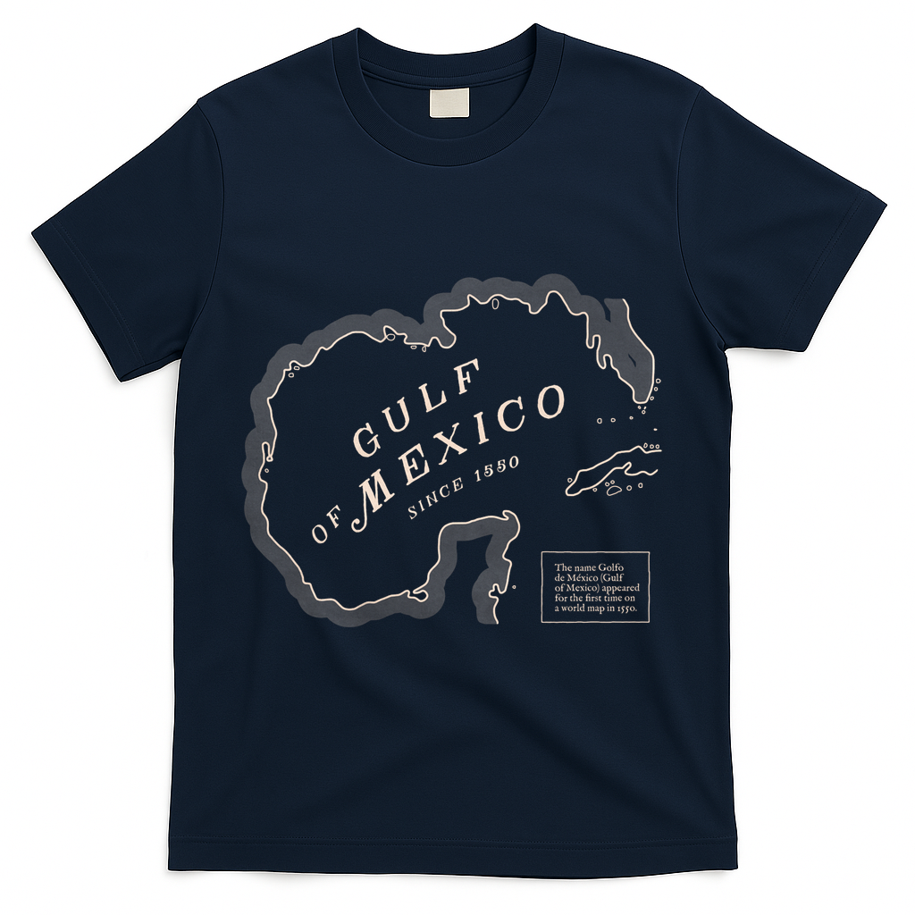 Gulf Of Mexico Map T-Shirt - Navy