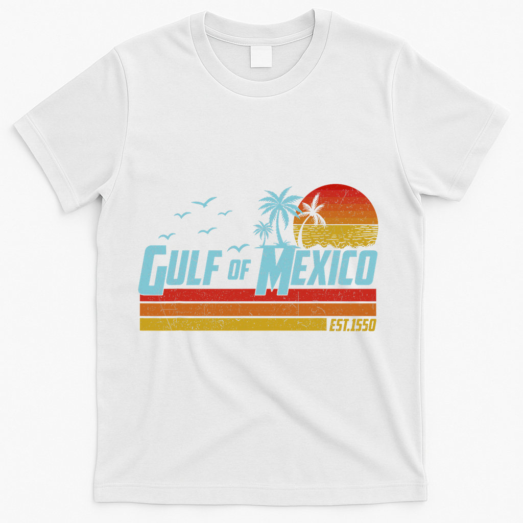 Gulf Of Mexico Est 1550 Retro Vintage Beach T-Shirt - White