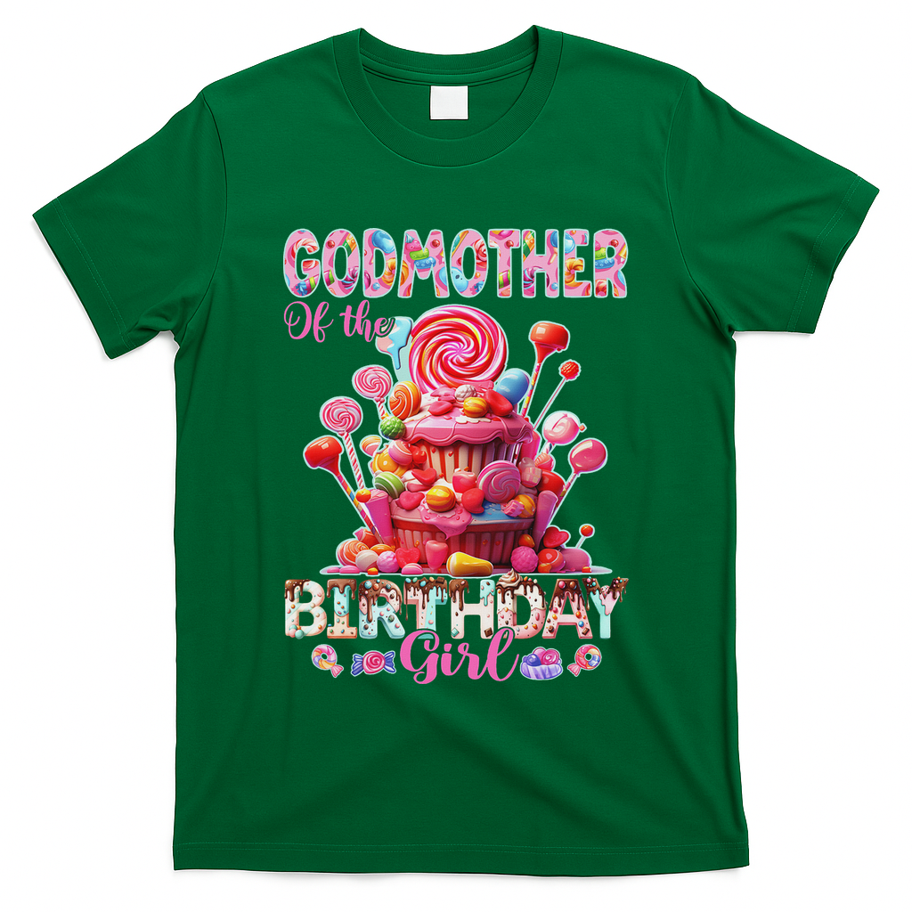 Godmother Of The Birthday For Girl Sweet Candy Family Party T-Shirt