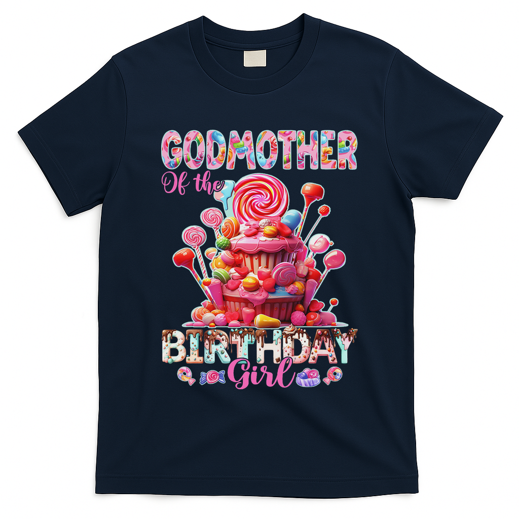 Godmother Of The Birthday For Girl Sweet Candy Family Party T-Shirt