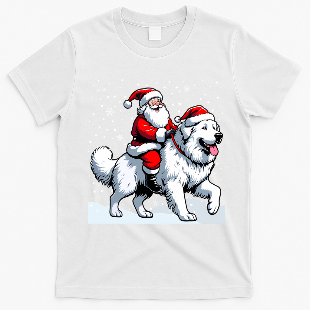 Great Pyrenees Christmas Santa Christmas Great Pyrenees Cute Gift T-Shirt - White