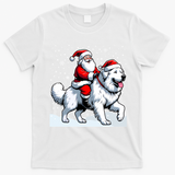 Great Pyrenees Christmas Santa Christmas Great Pyrenees Cute Gift T-Shirt - White