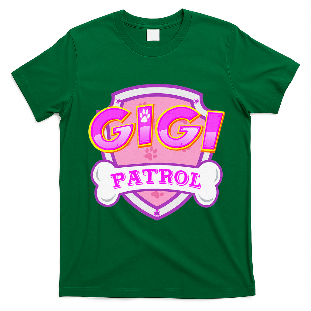 Gigi Patrol Dog Mom Dad Funny Gift Birthday Party T-Shirt - Irish Green