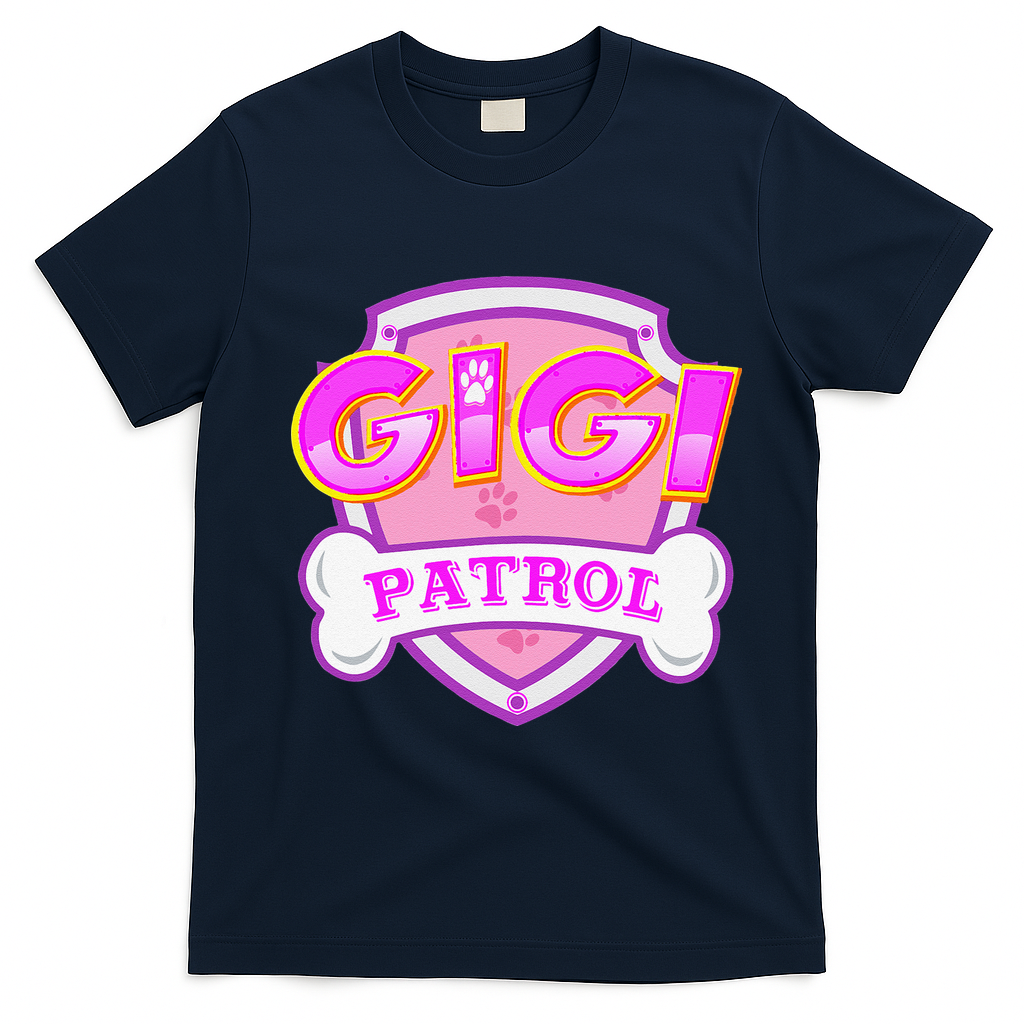 Gigi Patrol Dog Mom Dad Funny Gift Birthday Party T-Shirt - Navy Blue