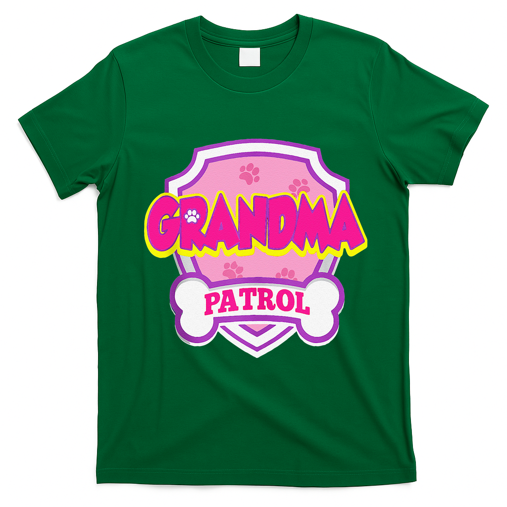 Grandma Patrol Dog Funny Gift Birthday Party T-Shirt - Irish Green