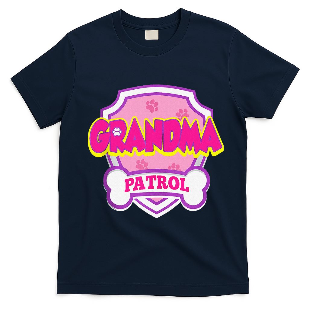 Grandma Patrol Dog Funny Gift Birthday Party T-Shirt - Navy Blue