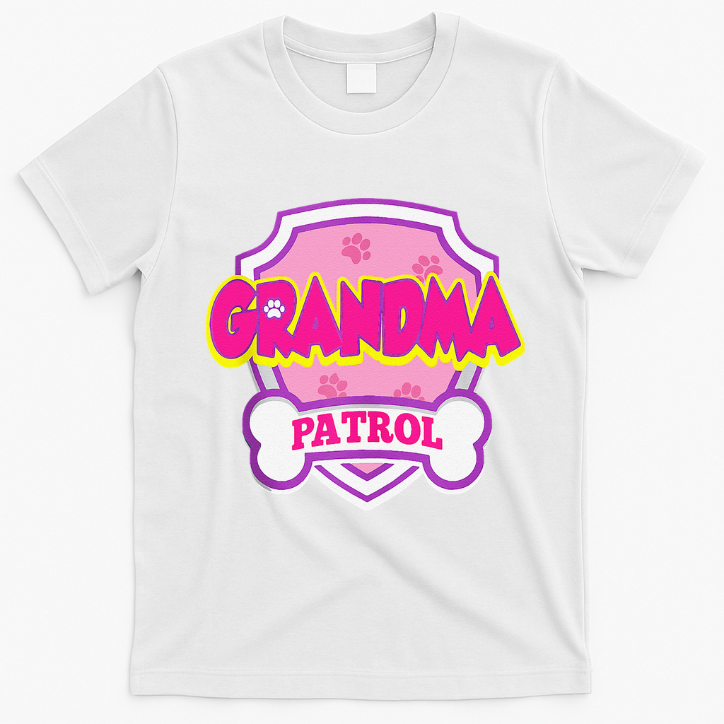 Grandma Patrol Dog Funny Gift Birthday Party T-Shirt - White