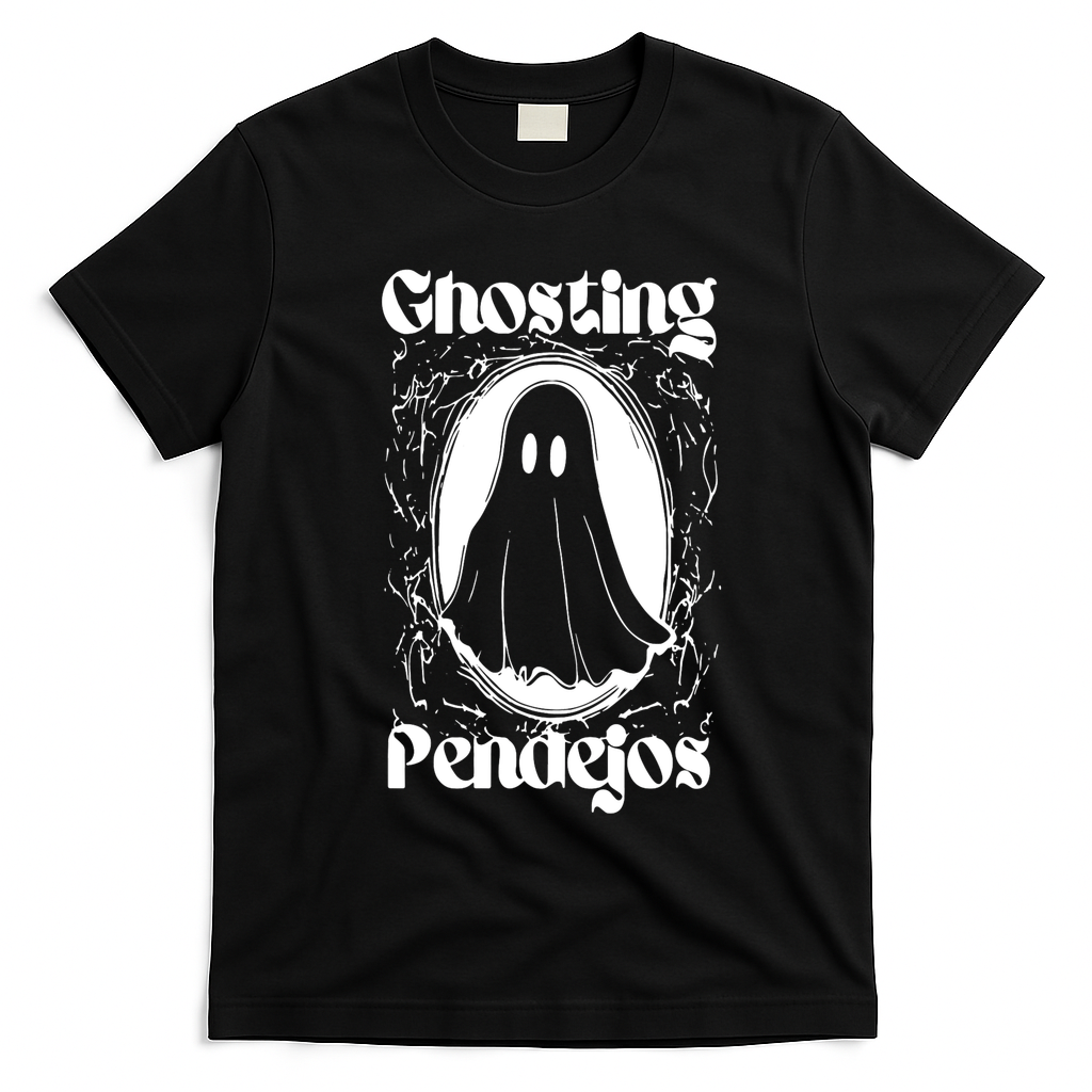 Ghosting Pendejos Funny Mexican Ghost Halloween T-Shirt - Black