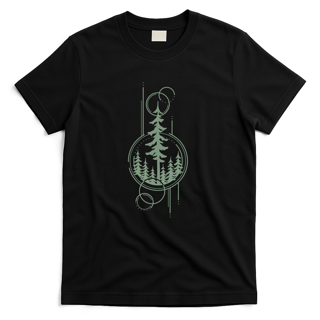 Geometric Pines - Green Version - Black