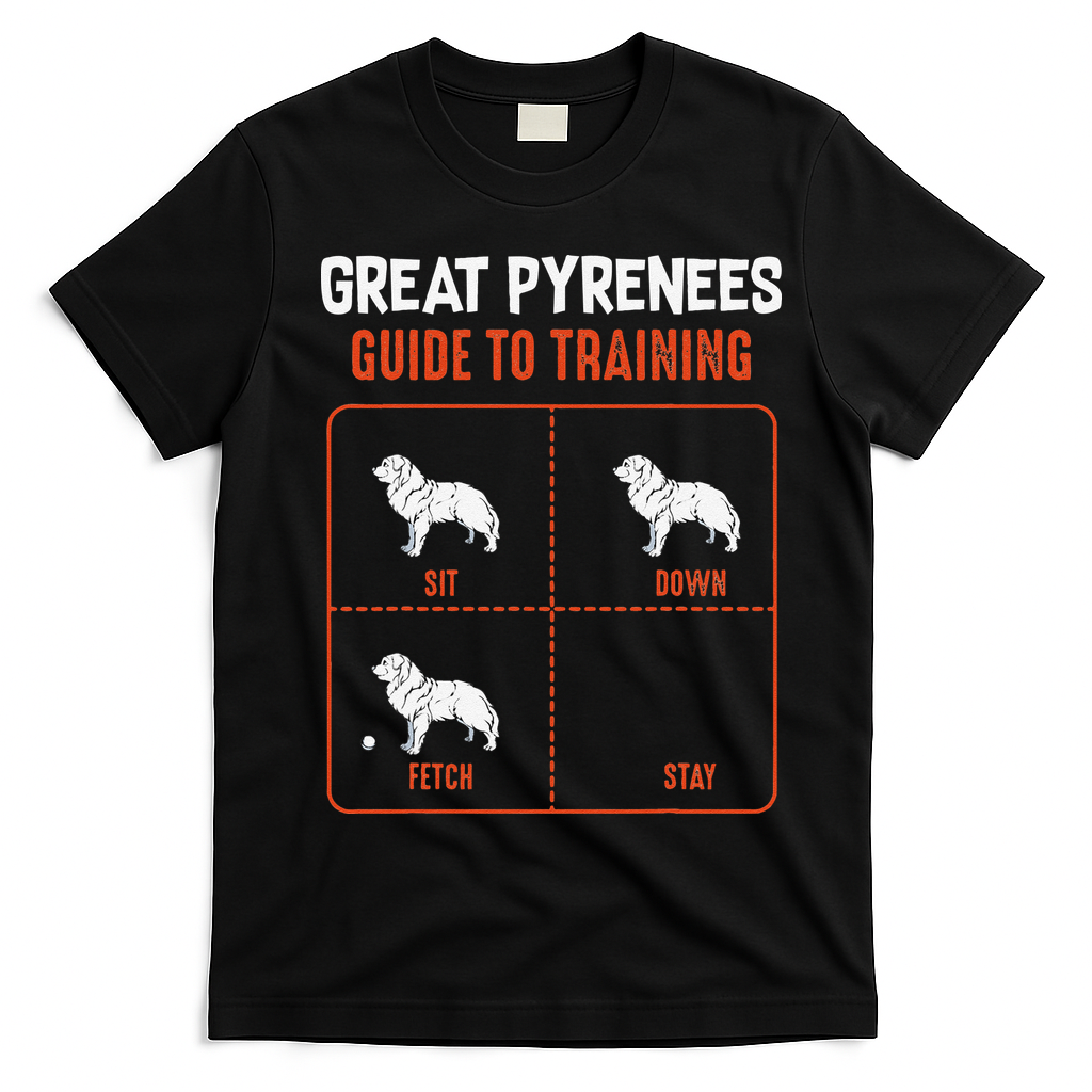 Great Pyrenees Guide To Training Funny Dog Pet Lover T-Shirt - Black
