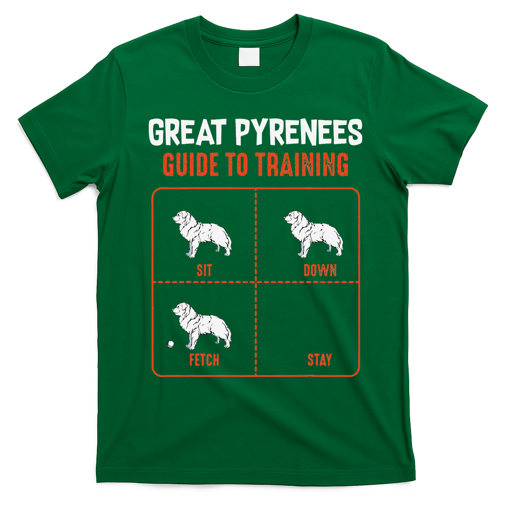 Great Pyrenees Guide To Training Funny Dog Pet Lover T-Shirt - Irish Green