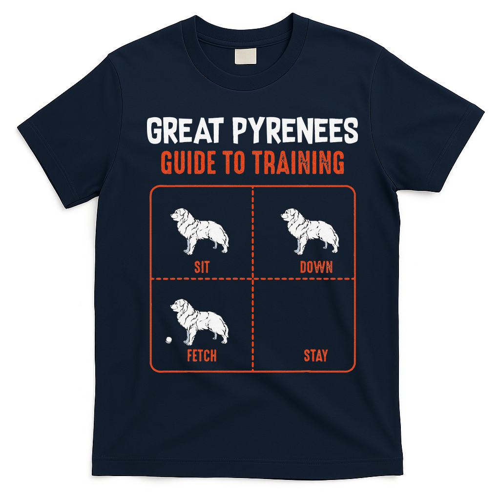 Great Pyrenees Guide To Training Funny Dog Pet Lover T-Shirt - Navy Blue