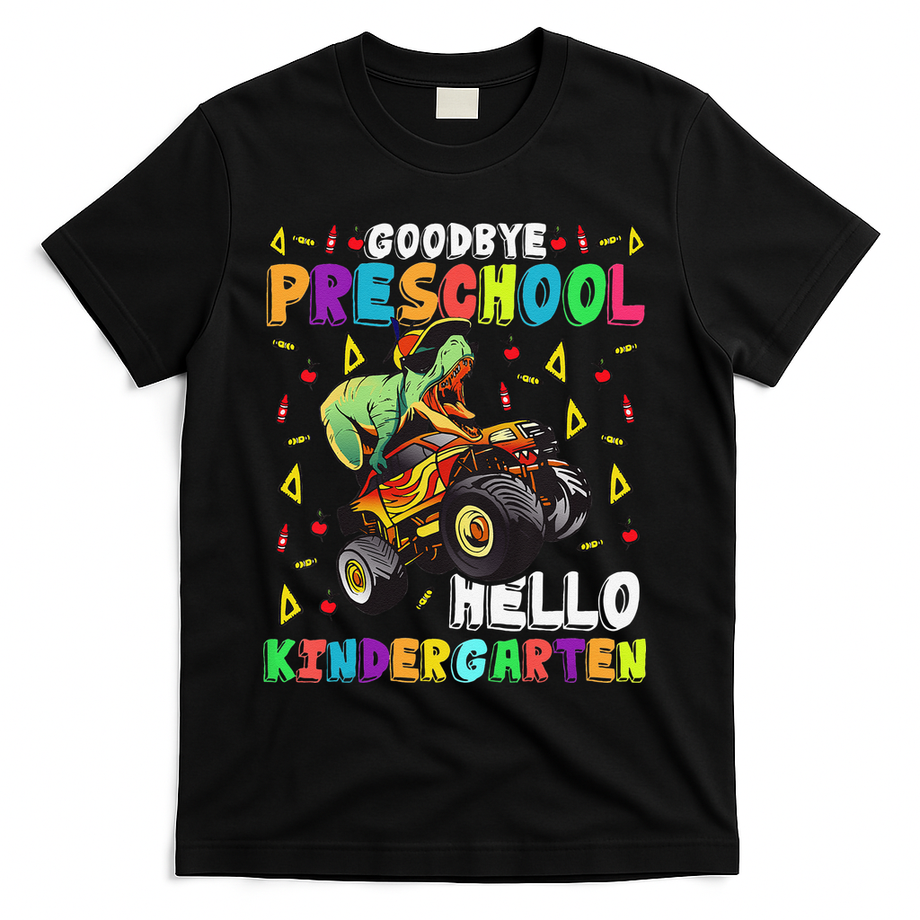 Goodbye PreK Hello Kindergarten Here I Come Graduation T-Shirt - Black