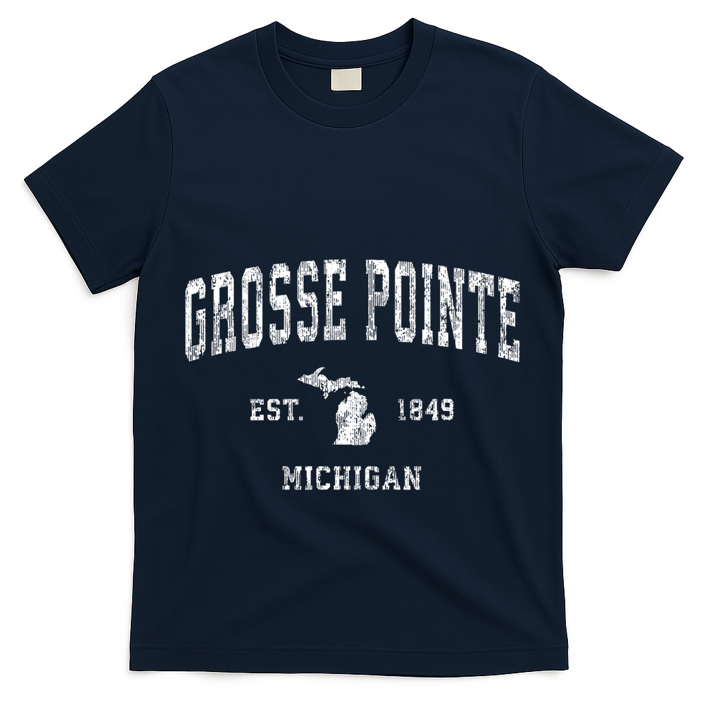 Grosse Pointe Michigan Mi Vintage Athletic Sports Design T-Shirt