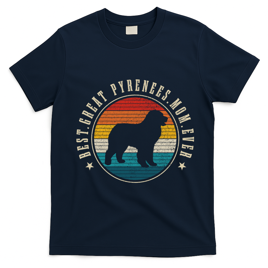 Great Pyrenees Mom Funny Dog Vintage Great Pyrenees Gift T-Shirt - Navy Blue