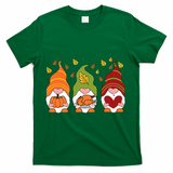 Gnomes Pumpkin Turkey Thanksgiving Day Cute Fall Autumn T-Shirt - Green