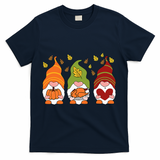 Gnomes Pumpkin Turkey Thanksgiving Day Cute Fall Autumn T-Shirt - Navy