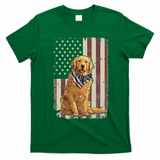 Golden Retriever American Flag Bandana 4th Of July T-Shirt - Irish Green