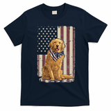 Golden Retriever American Flag Bandana 4th Of July T-Shirt - Navy Blue