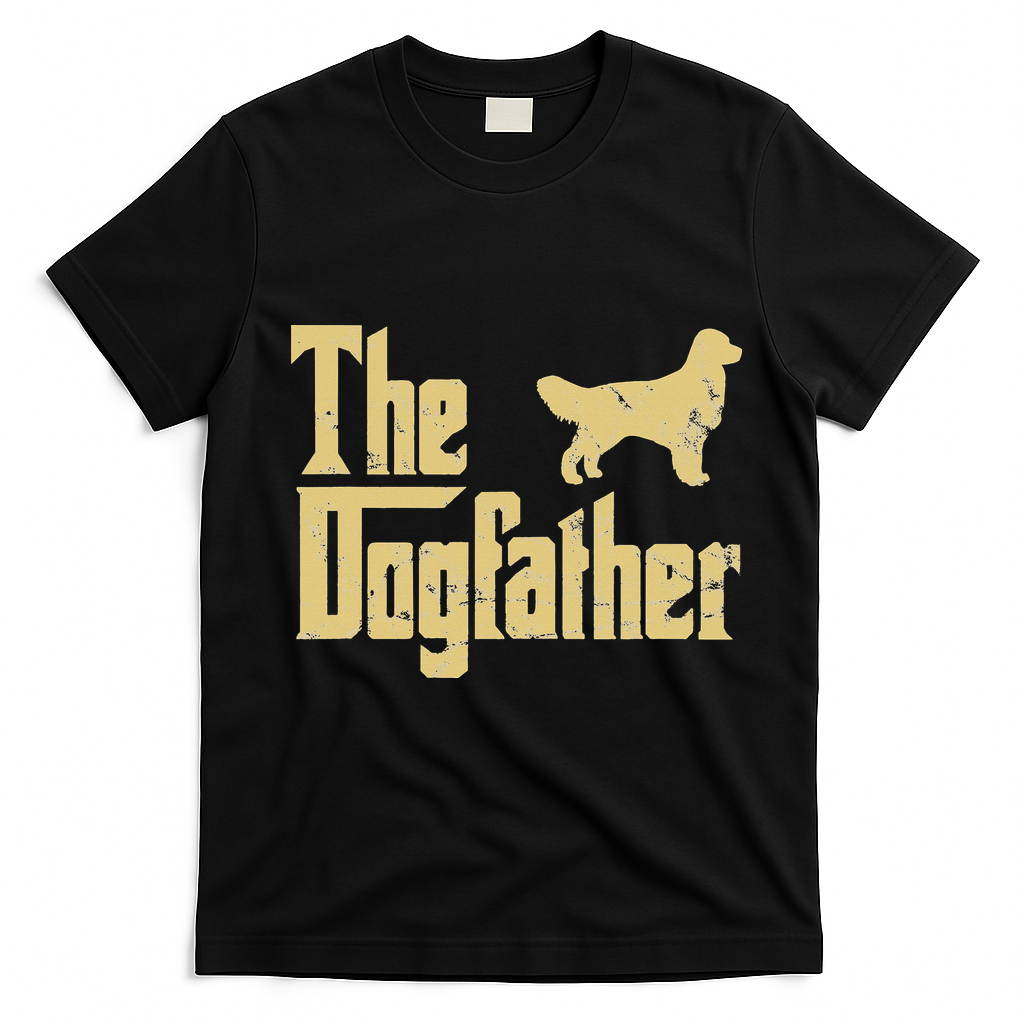 Golden Retriever Funny Dog The Dogfather Parody T-Shirt - Black