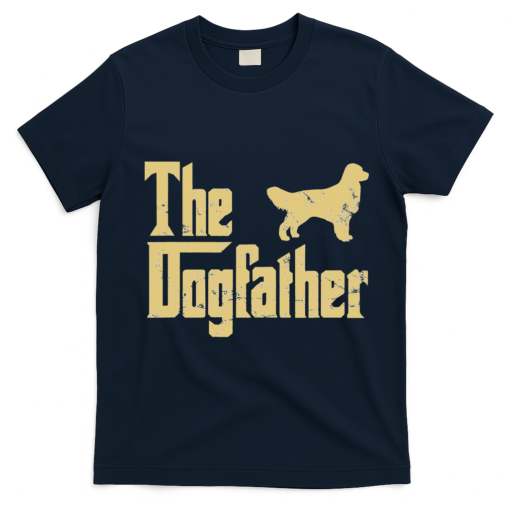Golden Retriever Funny Dog The Dogfather Parody T-Shirt - Navy Blue