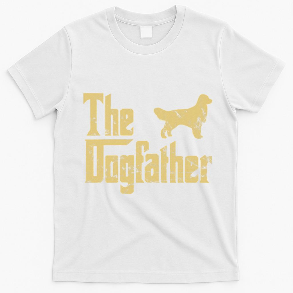 Golden Retriever Funny Dog The Dogfather Parody T-Shirt - White