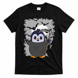 Grim Reaper Halloween Spooky Penguin Halloween Penguin T-Shirt - Black