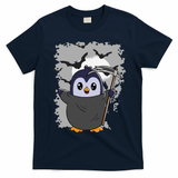 Grim Reaper Halloween Spooky Penguin Halloween Penguin T-Shirt - Navy Blue