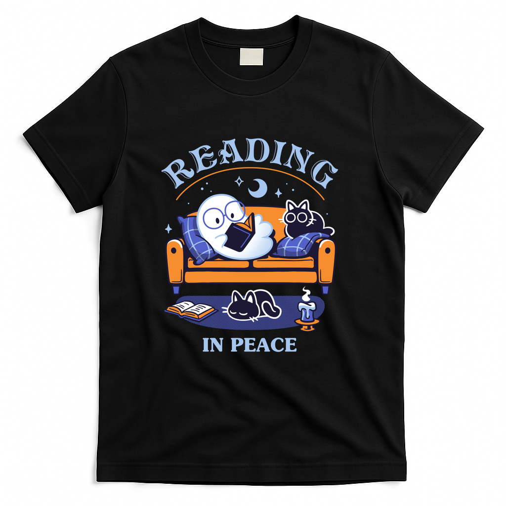 Ghost Reading in Peace – Spooky Bookworm - Black