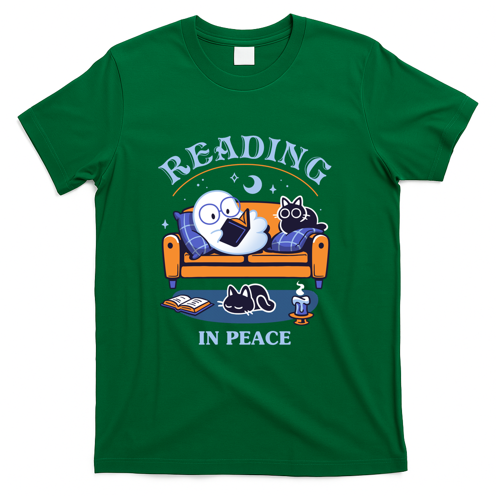 Ghost Reading in Peace – Spooky Bookworm - Green
