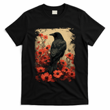 Gothic Raven Rose Enchanted Vintage Floral Crow T-Shirt